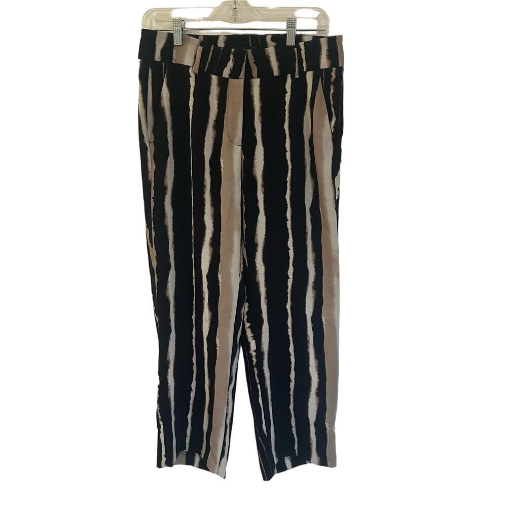 Cambio Black Tan Striped Pants sz 6